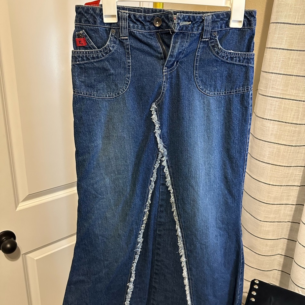 Karma Dark Blue Flare long Jean skirt Size 1 box 5 - Picture 1 of 7